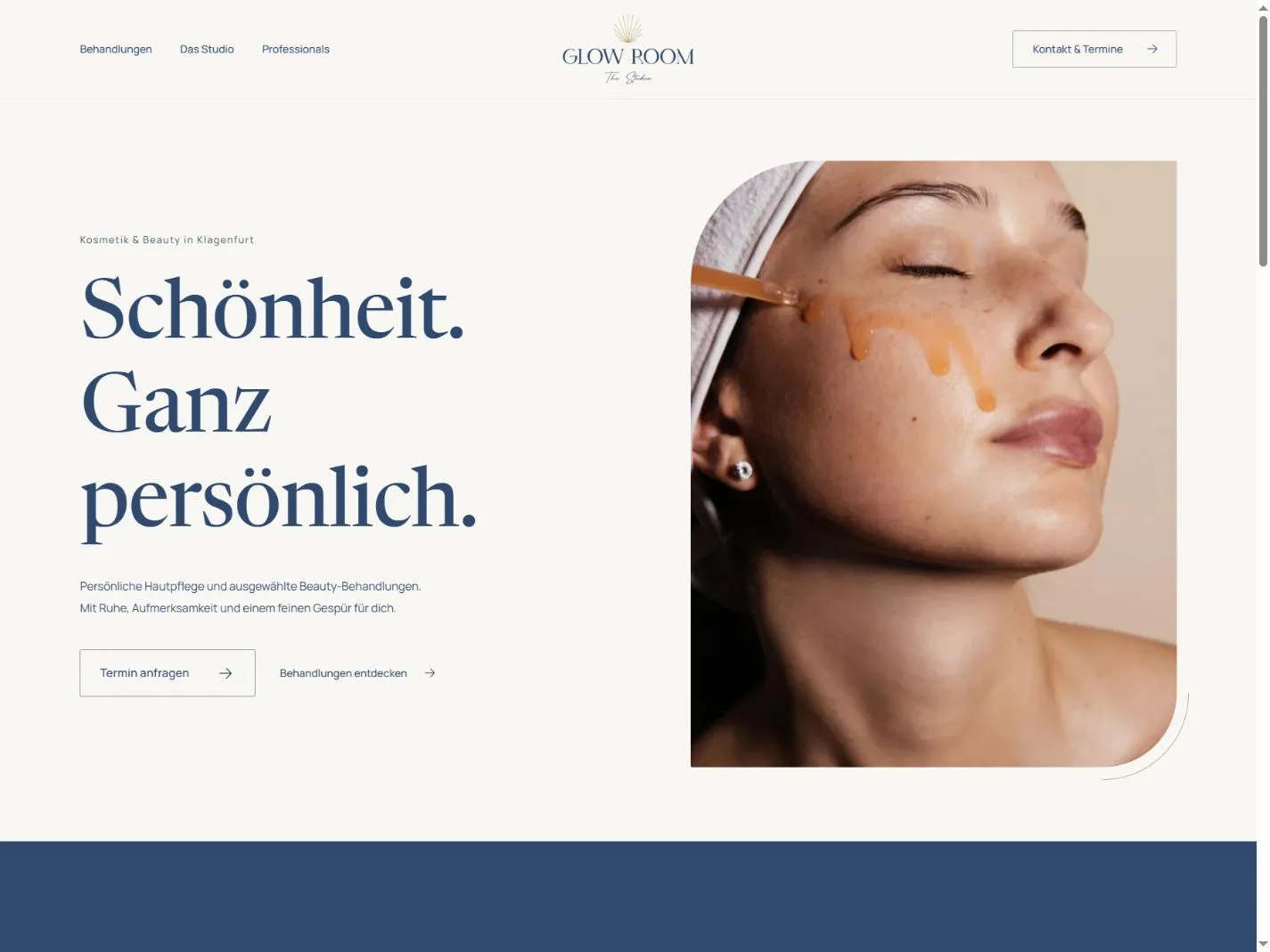 Relaunch-Vorschau der Startseite von The Glow Room