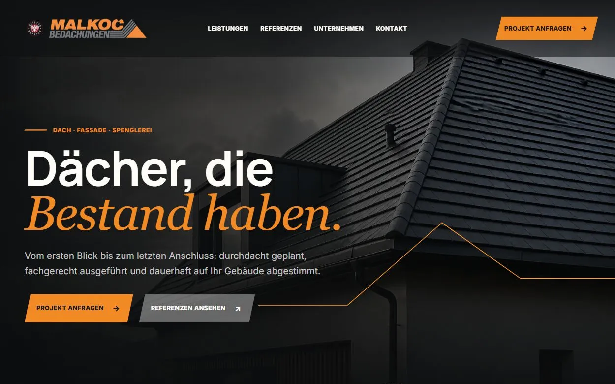 Relaunch-Entwurf für Malkoc Bedachungen