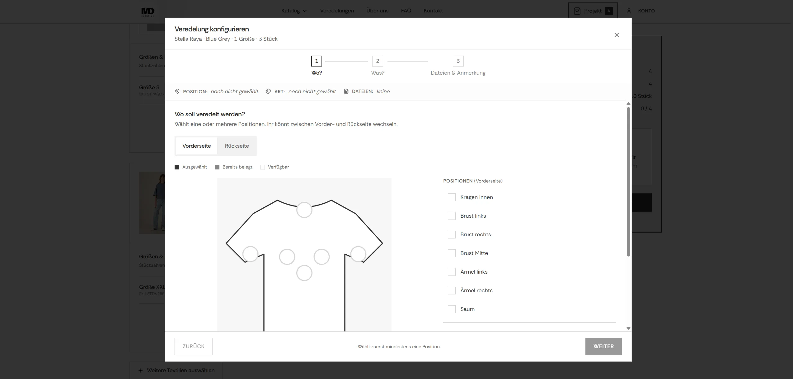 Veredelungskonfigurator der B2B-Handelsplattform MDsolution