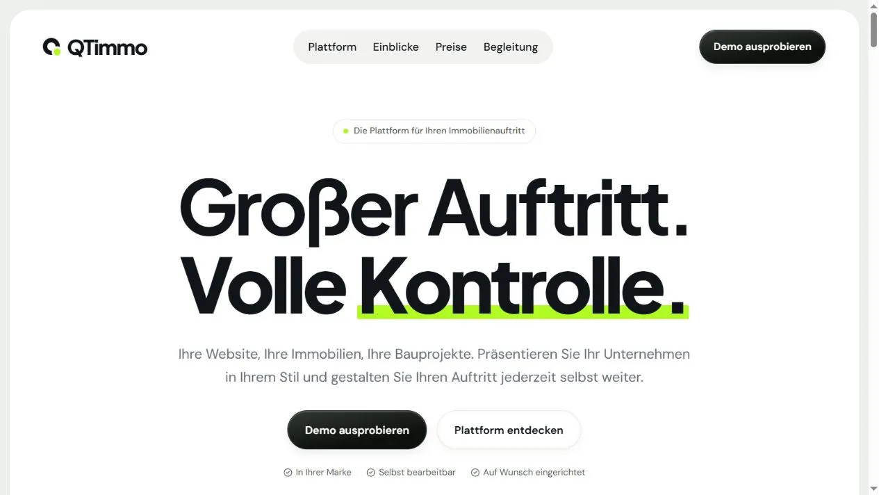 Startseite von QTimmo