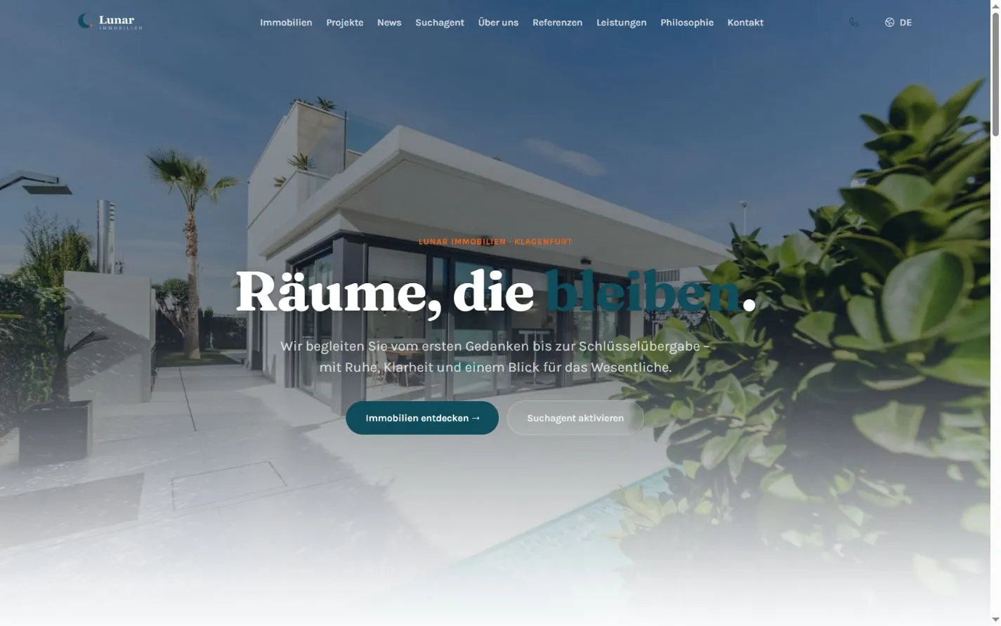 Startseite der QuantumTech Demo-Immobilienplattform